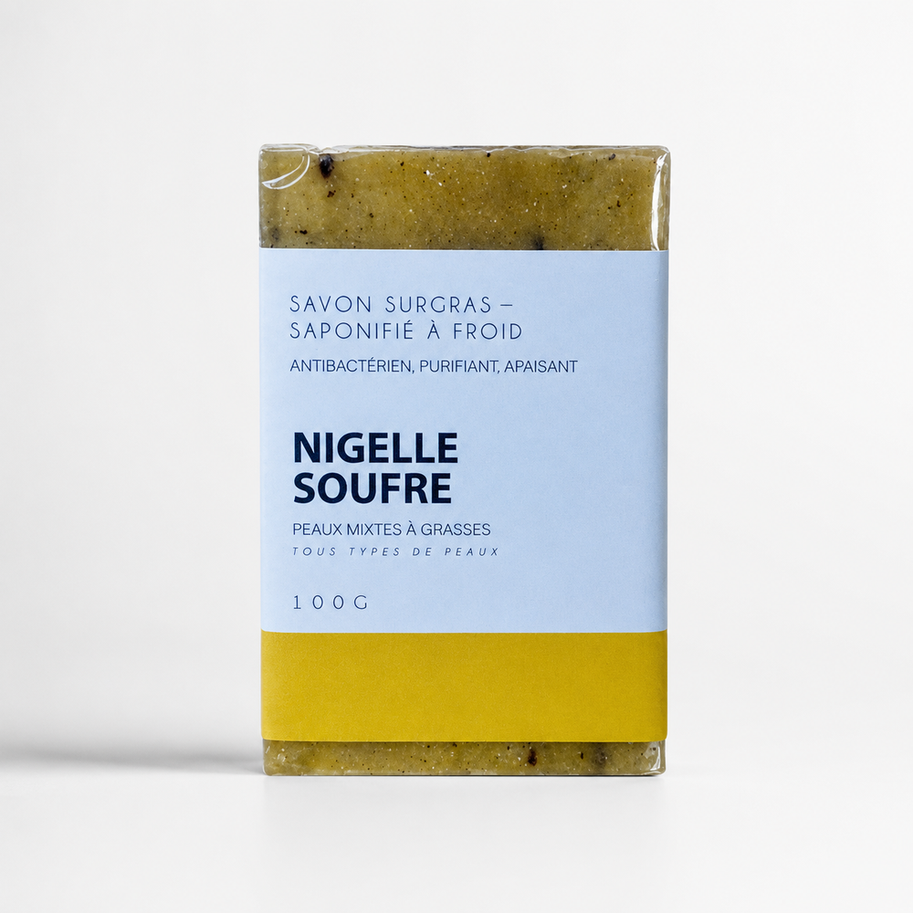 SAVON NIGELLE & SOUFRE – SURGRAS SAPONIFIÉ À FROID 100G