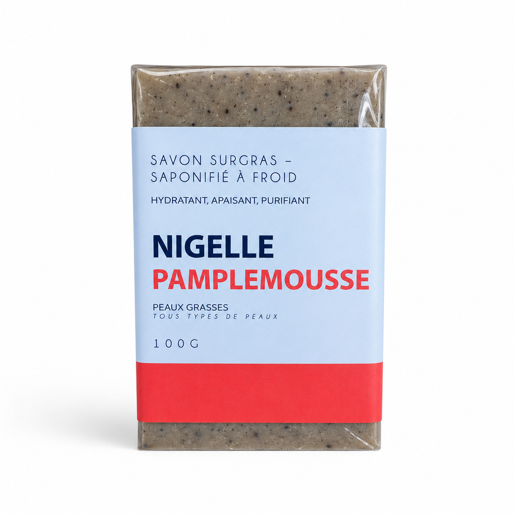 SAVON NIGELLE & PAMPLEMOUSSE – SURGRAS SAPONIFIÉ À FROID 100G