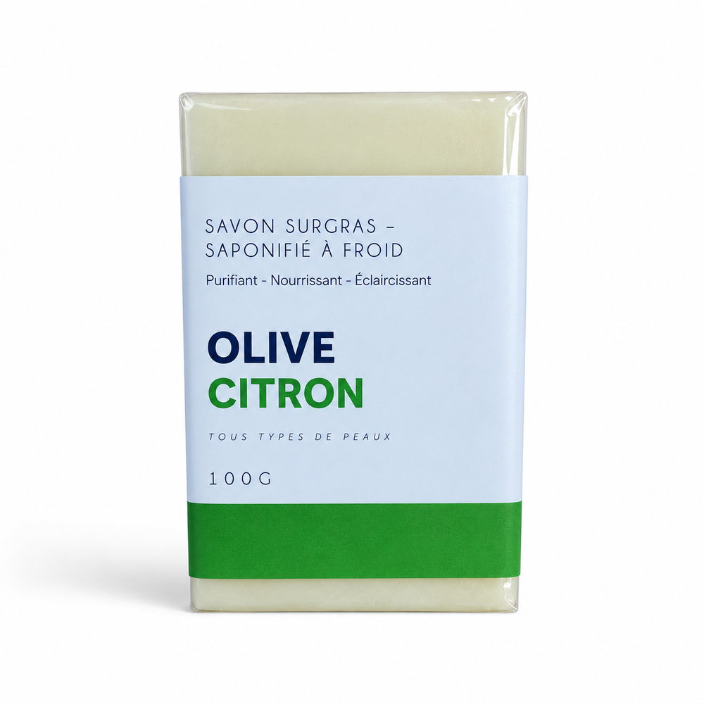 SAVON OLIVE & CITRON – SURGRAS SAPONIFIÉ À FROID 100G